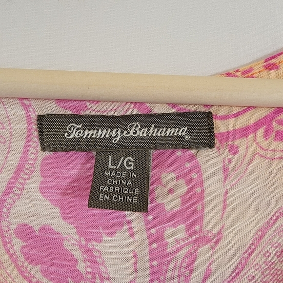 Tommy Bahama Orange Red Floral Paisley Beach Dress Sz L Sleeveless V-neck Casual - Picture 9 of 12